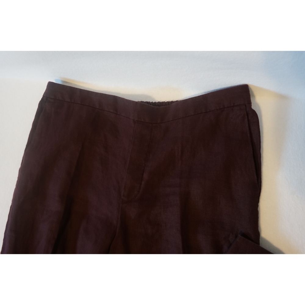 Madewell Maroon Easy Pull-On Pant in 100% Linen, Size Large, AG1.C1000 - Picture 5 of 10